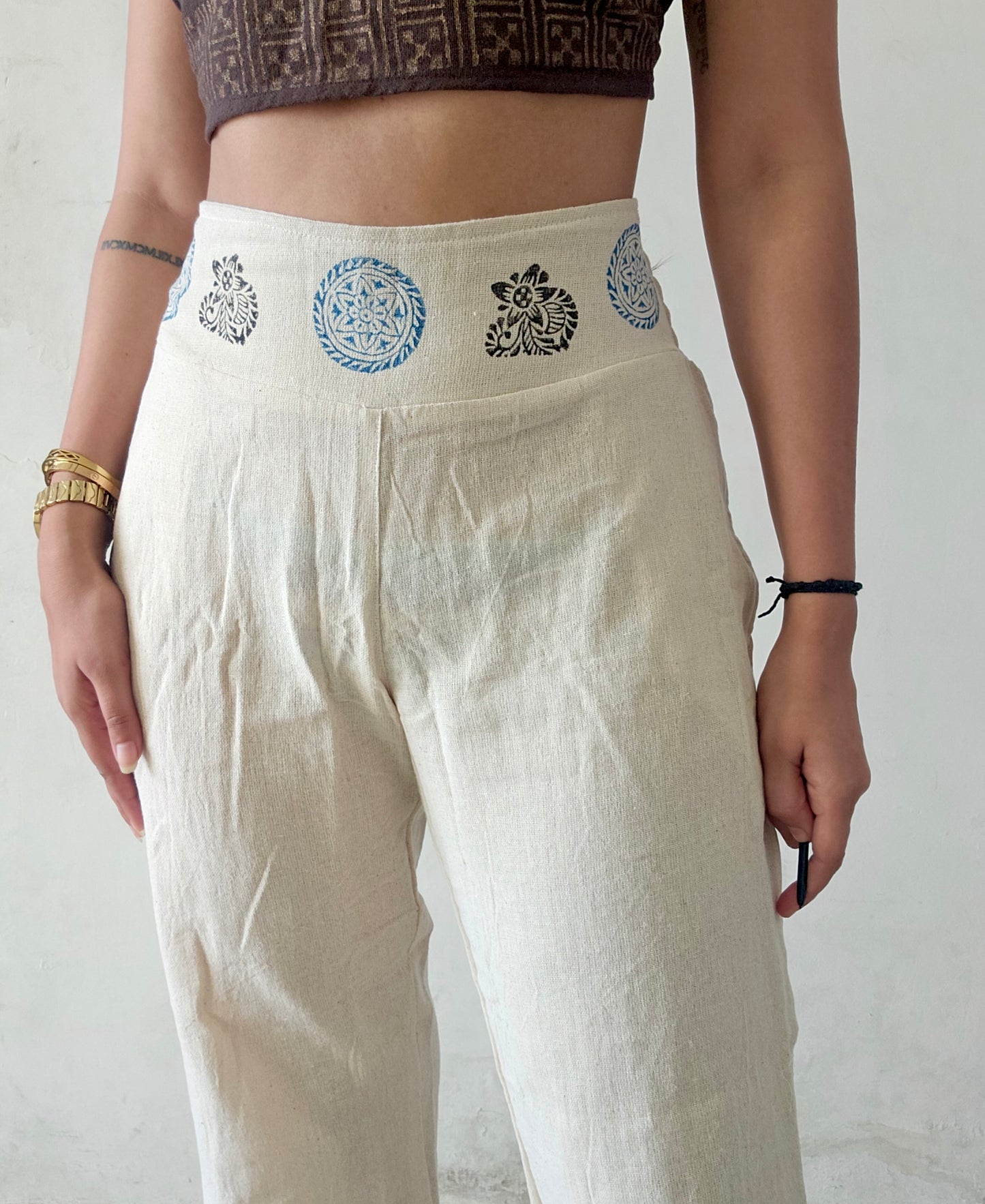 Natural khadi cotton trousers