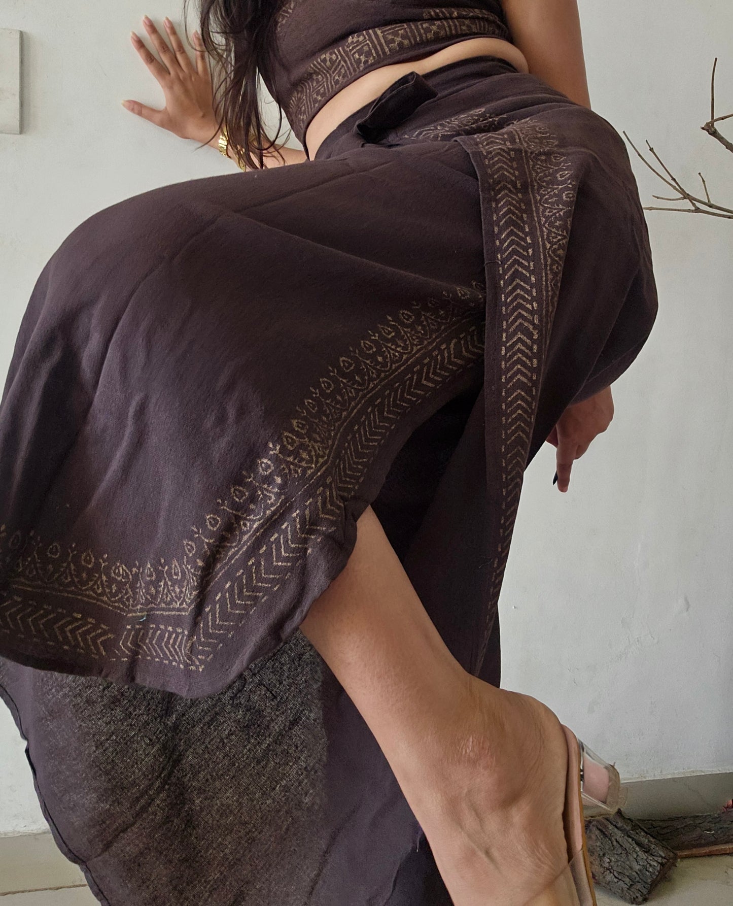 Wrap around brown khadi cotton trousers