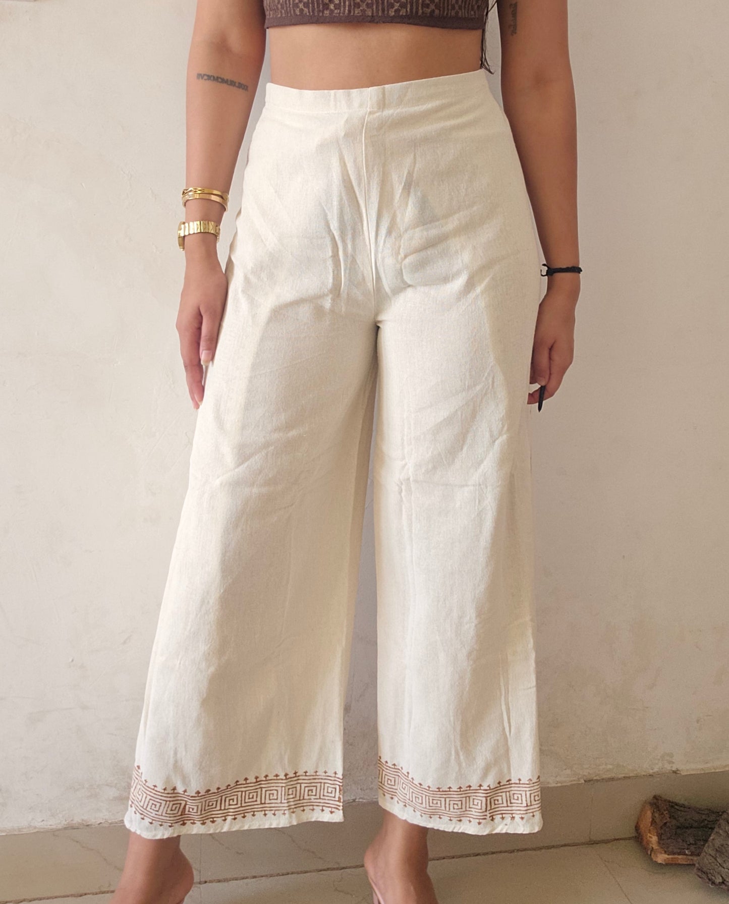 Wrap around natural khadi cotton trousers