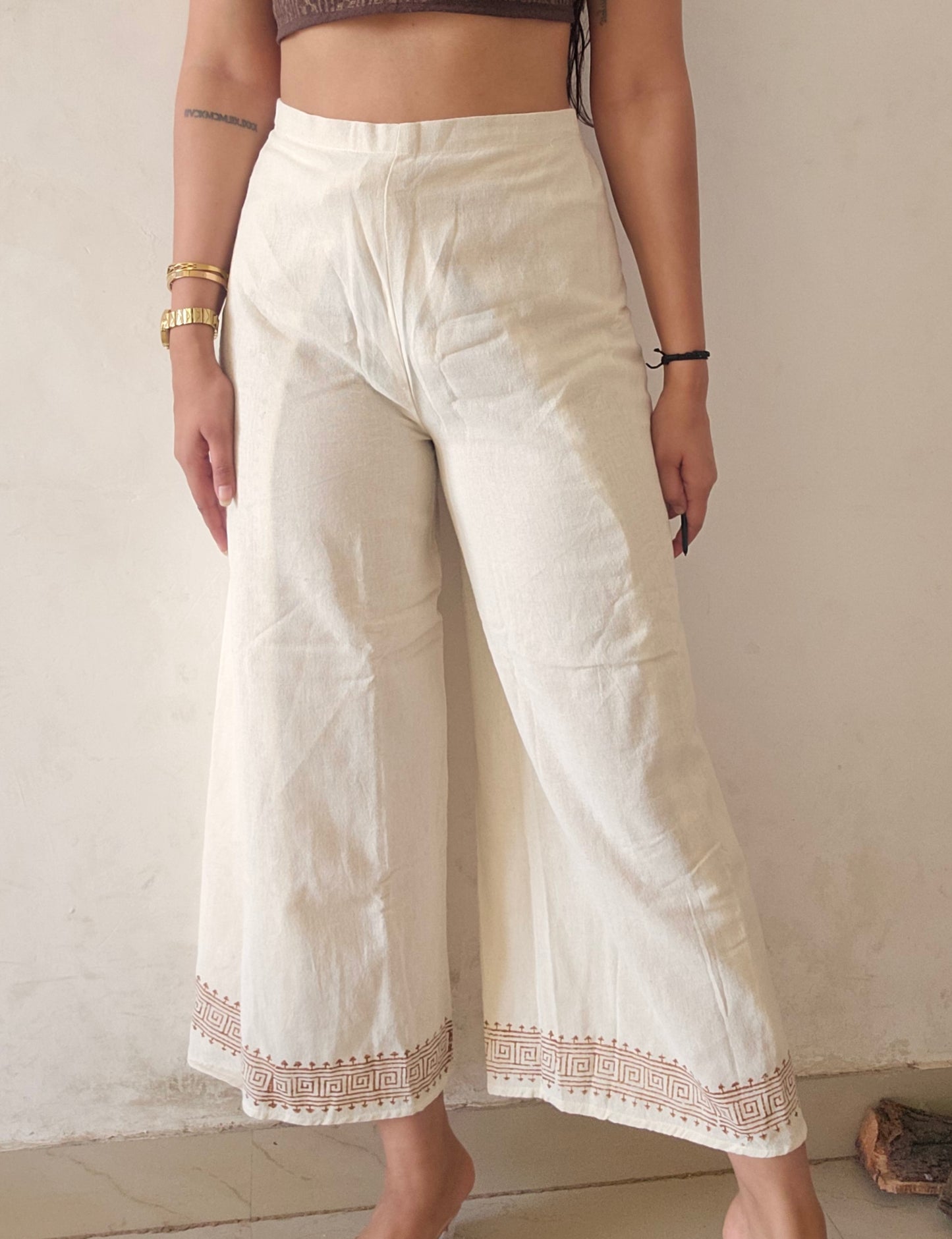 Wrap around natural khadi cotton trousers