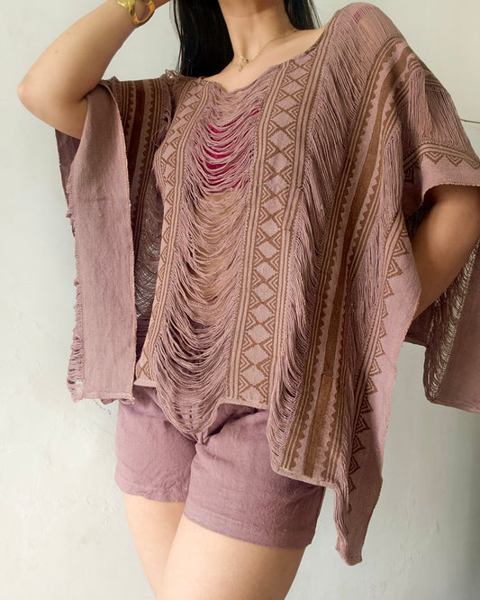 Rustwood mocha brown poncho and shorts co-ord set