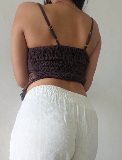 Deep walnut brown jute cotton tank top 2