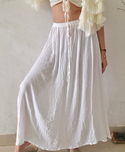 Soft cotton slit long skirt