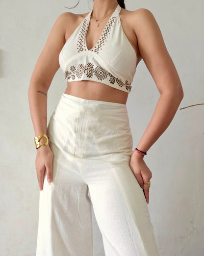 Jute cotton halter top