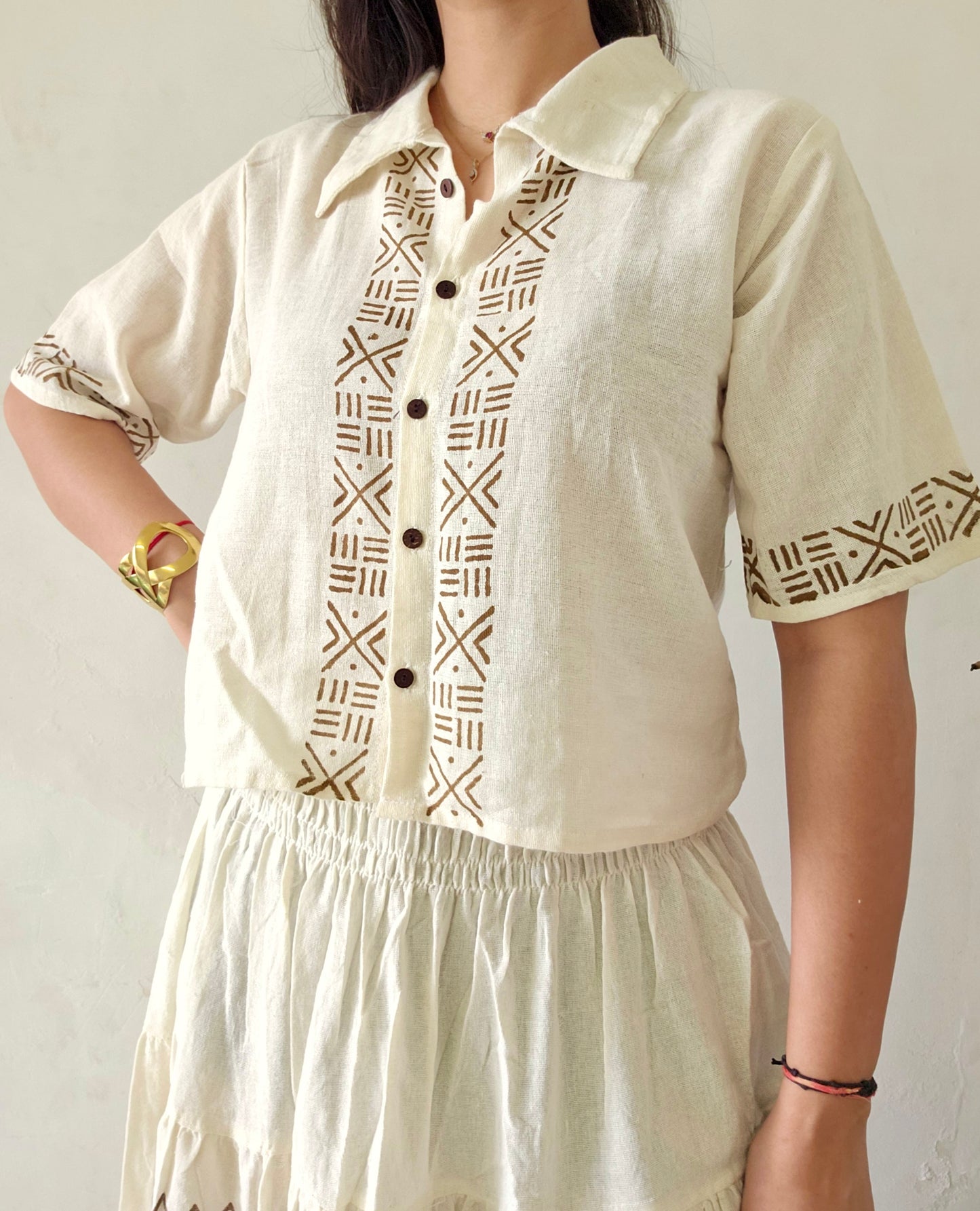 Block printed organic cotton shirt