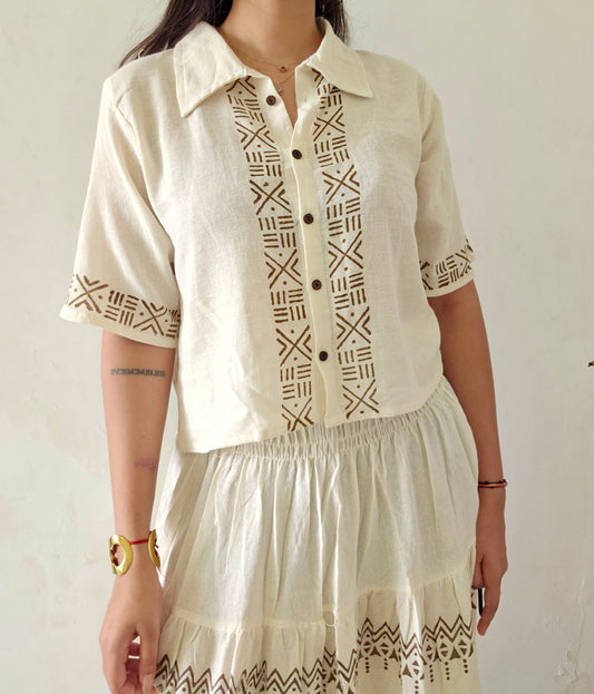 Block printed organic cotton shirt