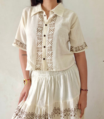 Block printed organic cotton shirt