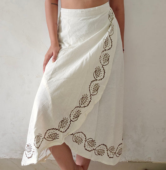 Organic cotton long wrap skirt