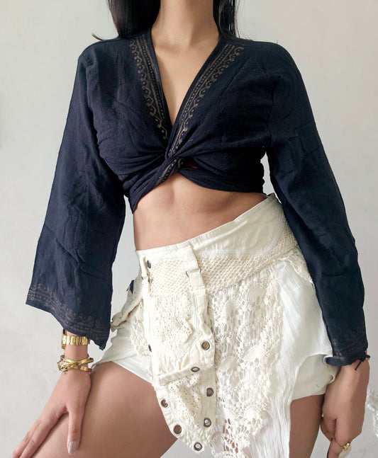 Black jute cotton wrap top 2