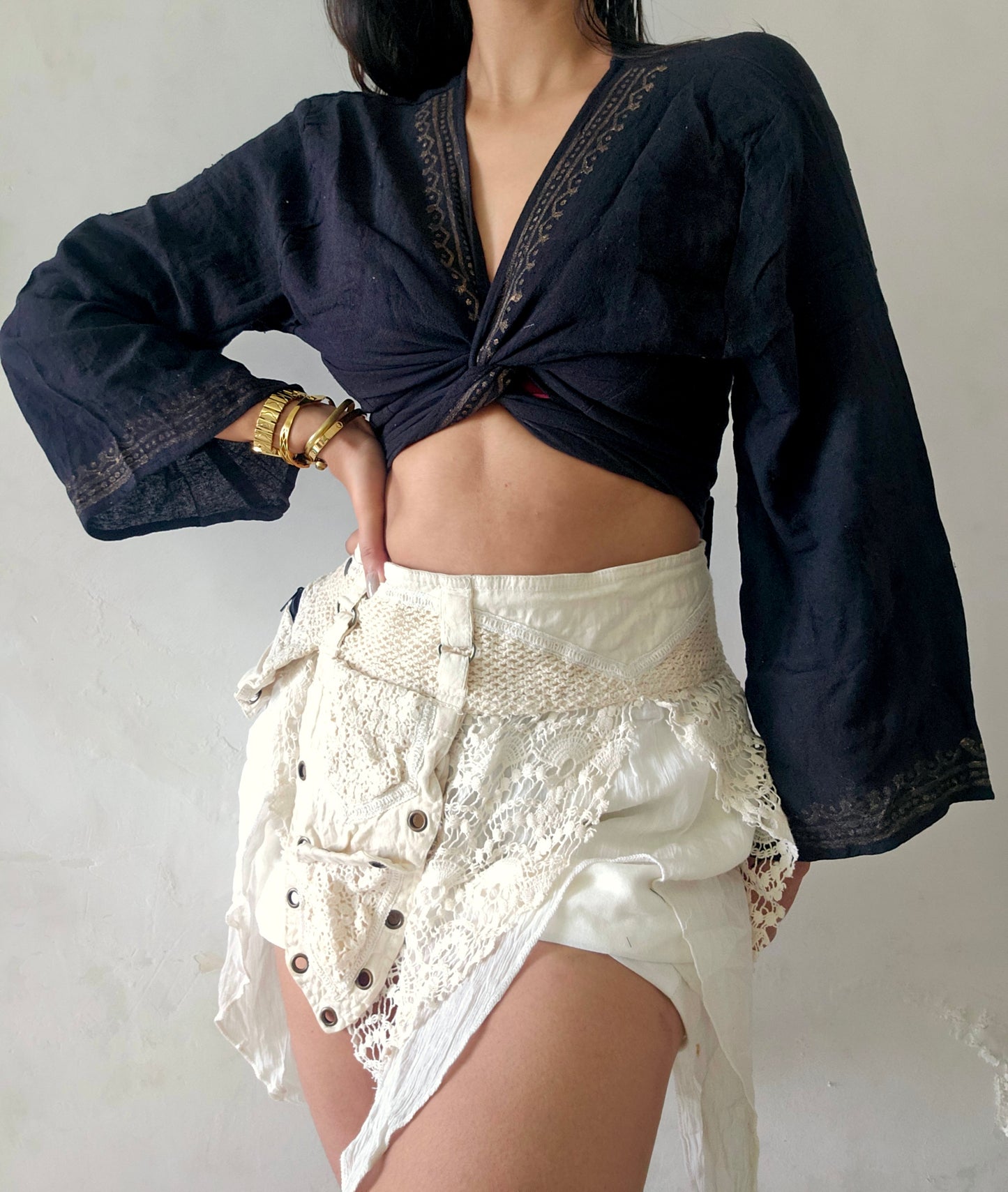 Black jute cotton wrap top 2