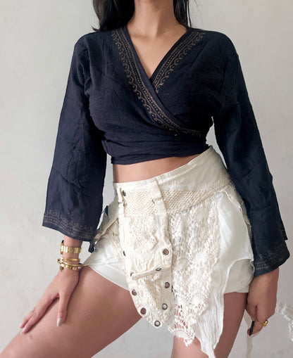 Black jute cotton wrap top 2