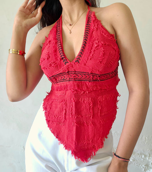 Natural red halter top