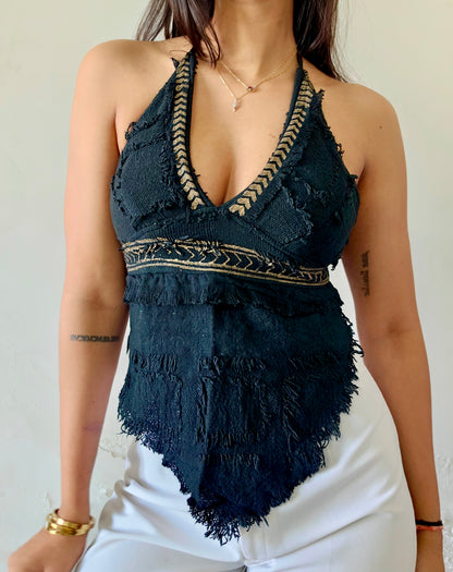 Natural black halter top