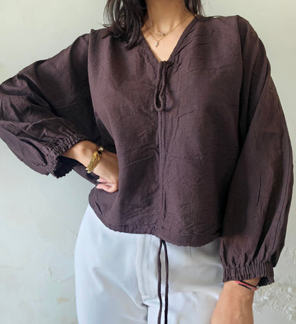 Brown mocha mousse cloud whimsy tie top