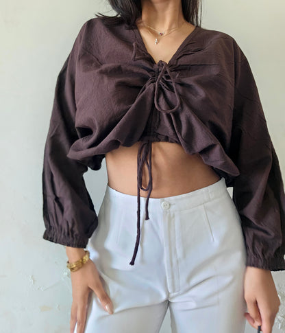 Brown mocha mousse cloud whimsy tie top