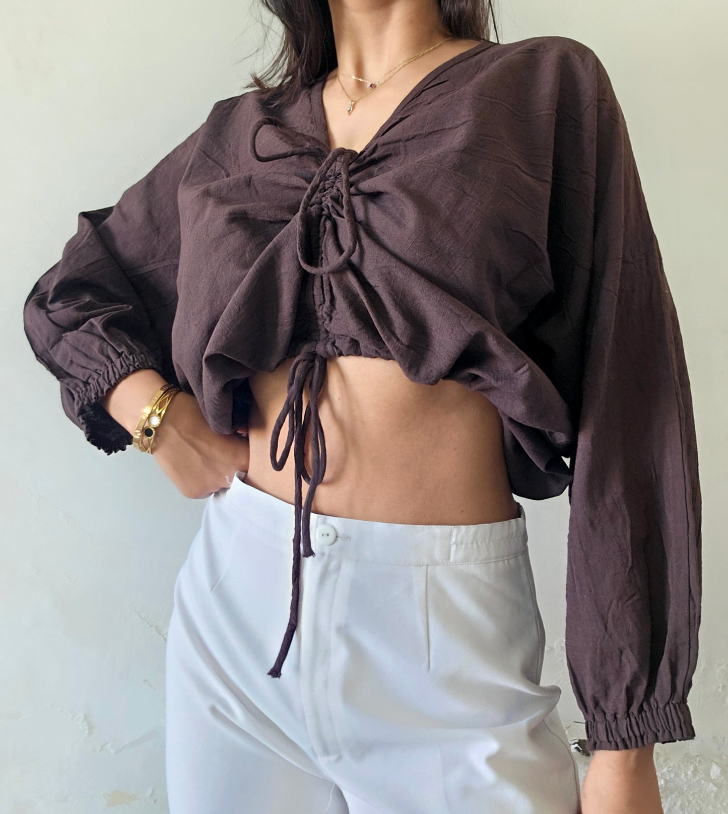 Brown mocha mousse cloud whimsy tie top