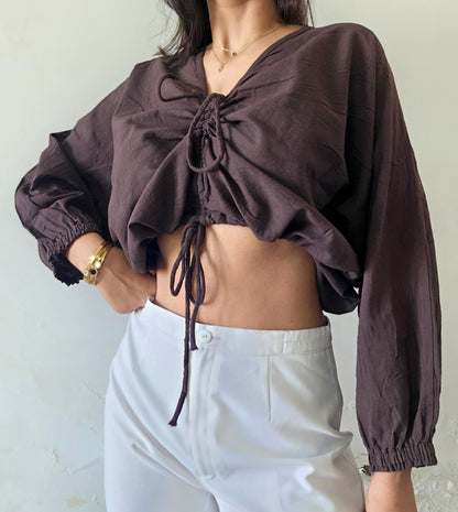 Brown mocha mousse cloud whimsy tie top