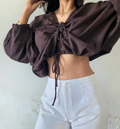 Brown mocha mousse cloud whimsy tie top