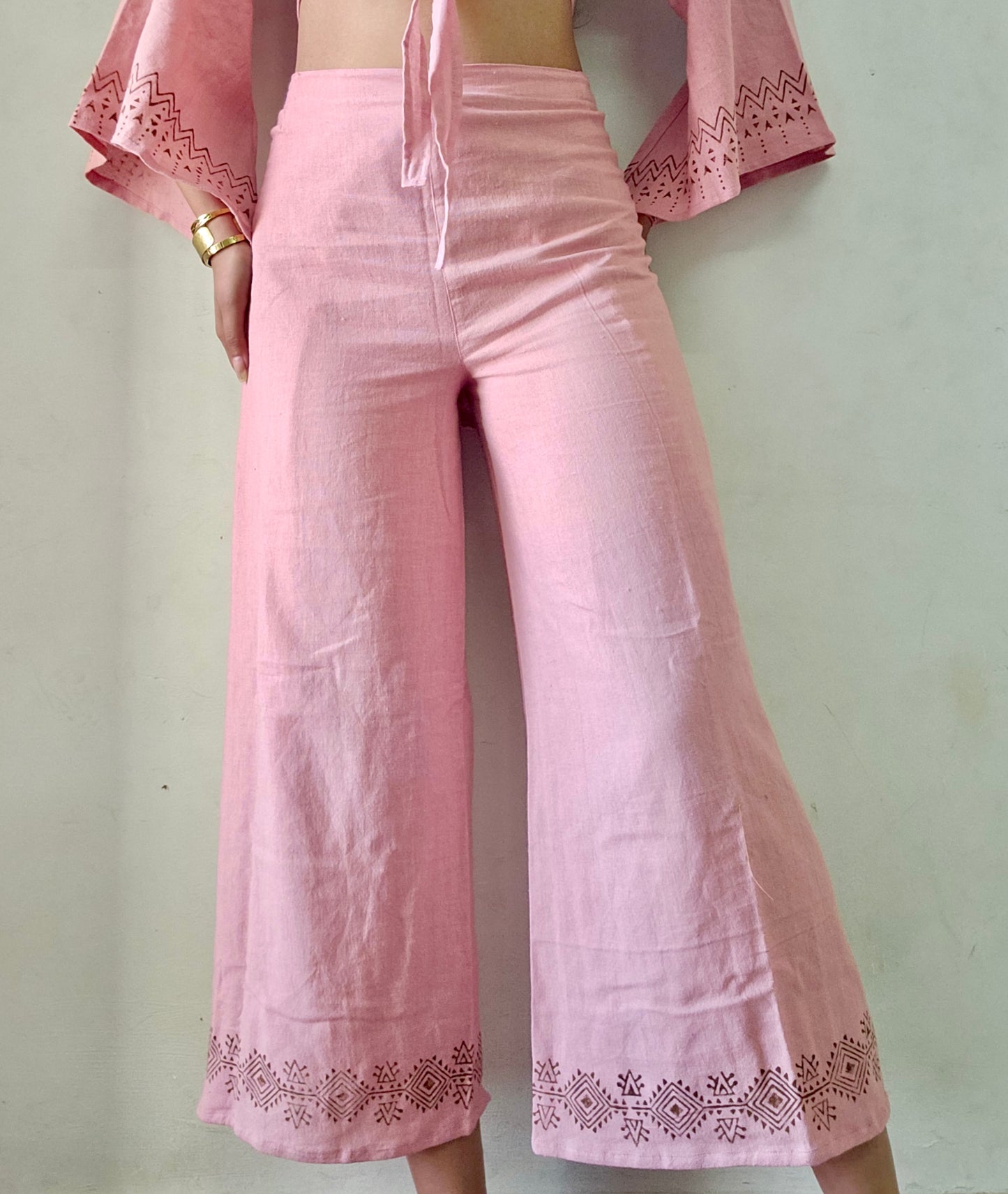 Dusty pink khadi cotton trousers