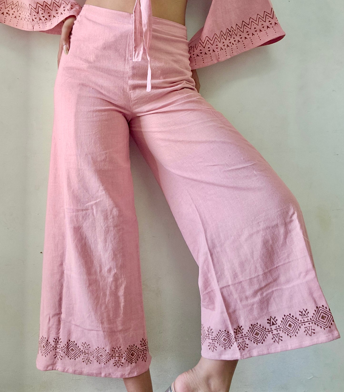 Dusty pink khadi cotton trousers