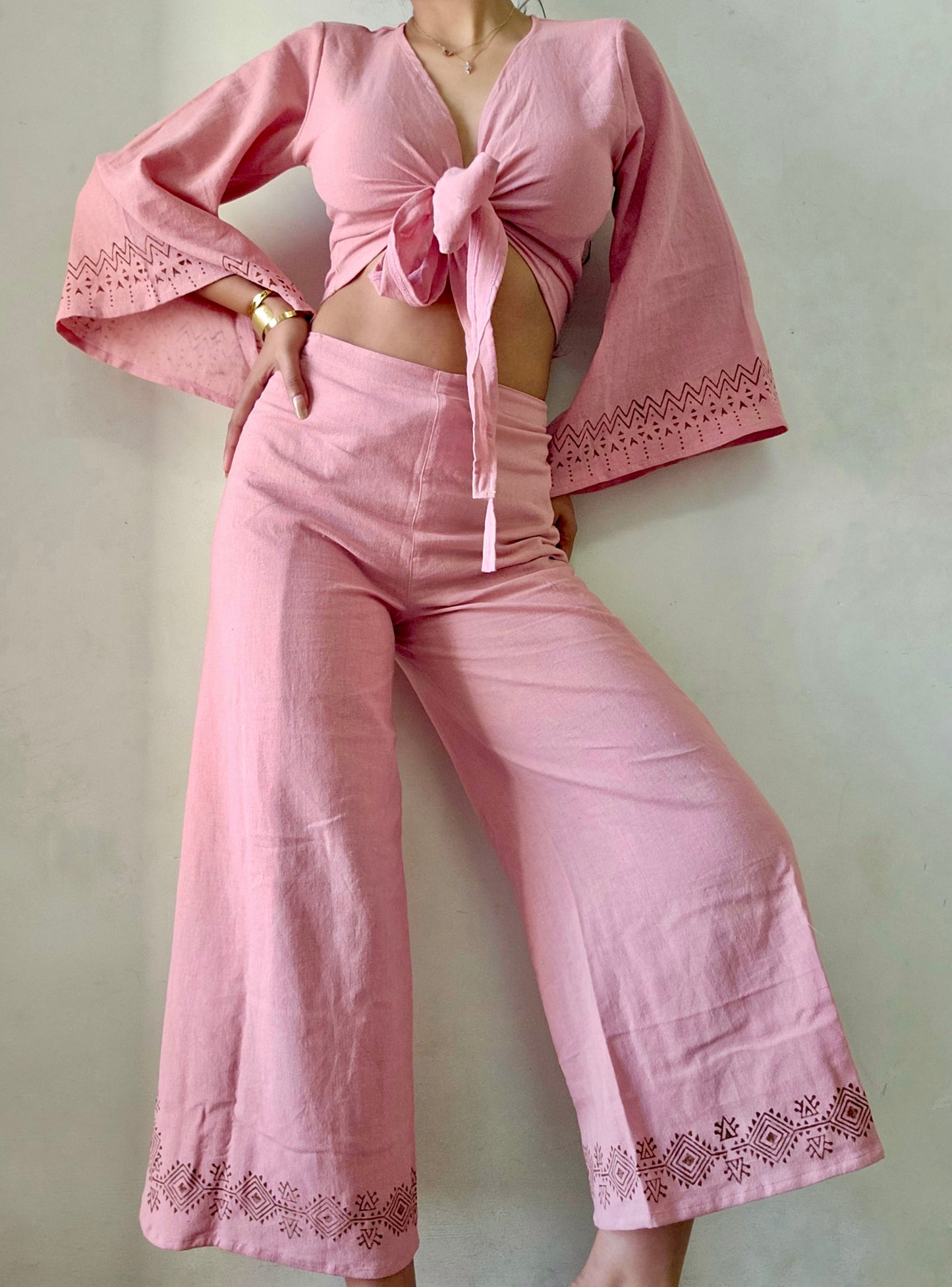 Dusty pink Organic cotton block printed co-ord set