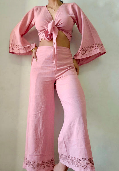Dusty pink Organic cotton block printed co-ord set