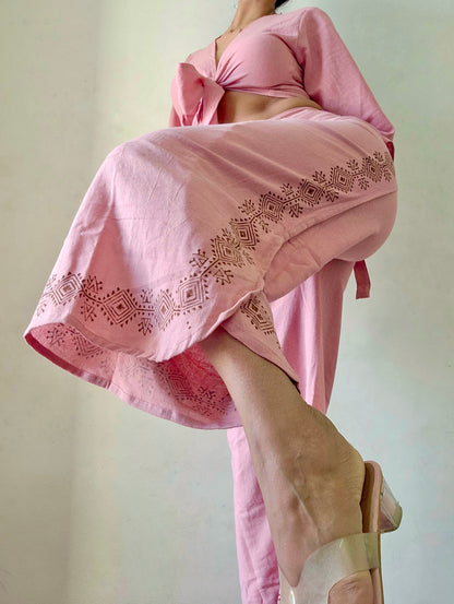 Dusty pink Organic cotton block printed co-ord set