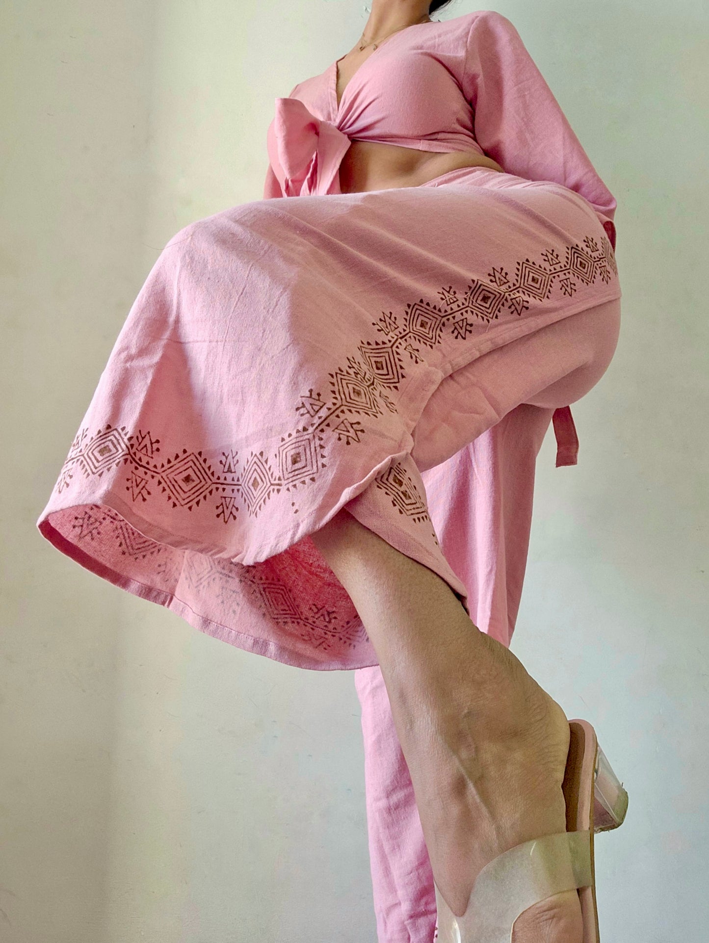 Dusty pink khadi cotton trousers