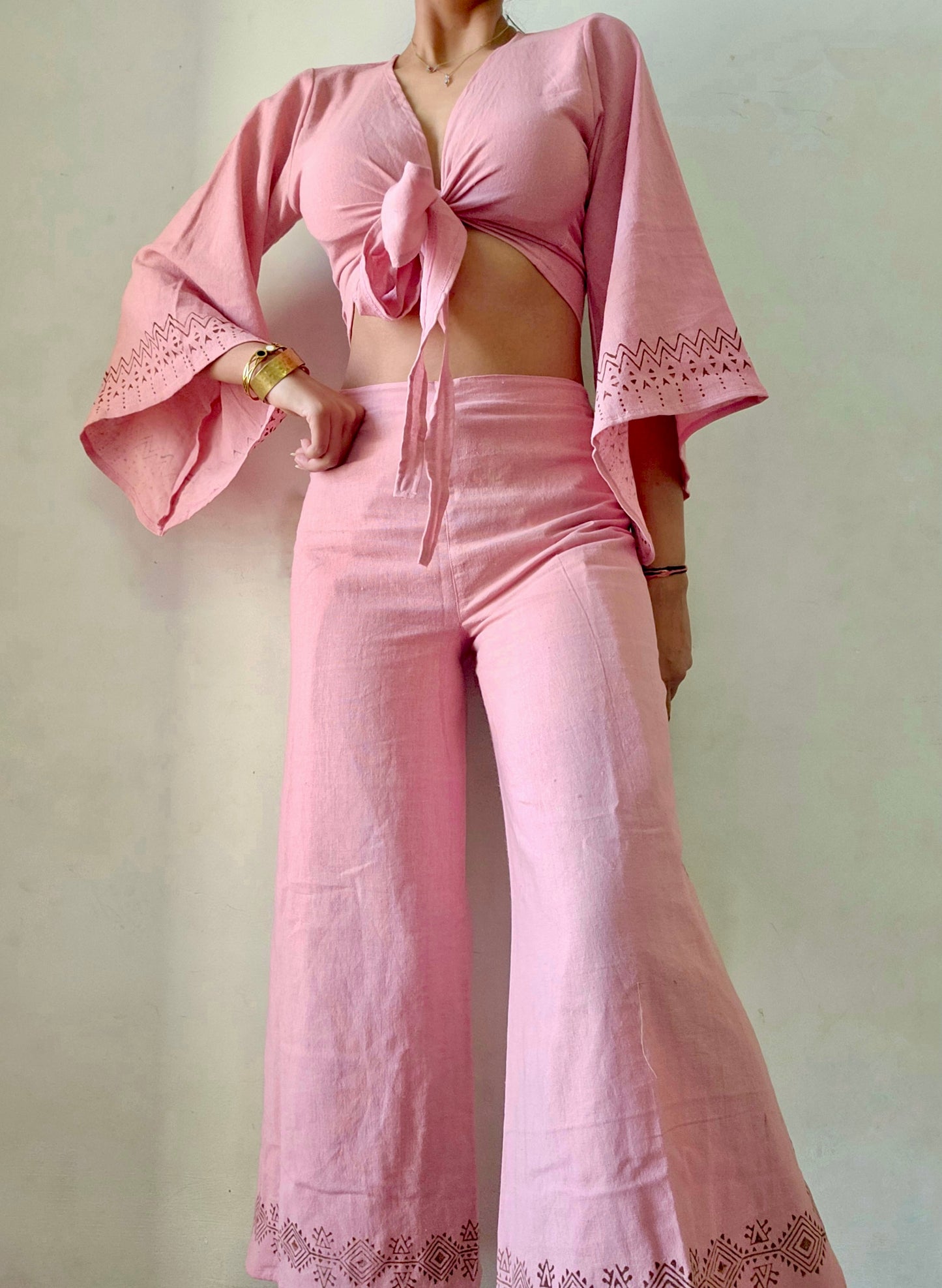 Dusty pink Organic cotton block printed co-ord set