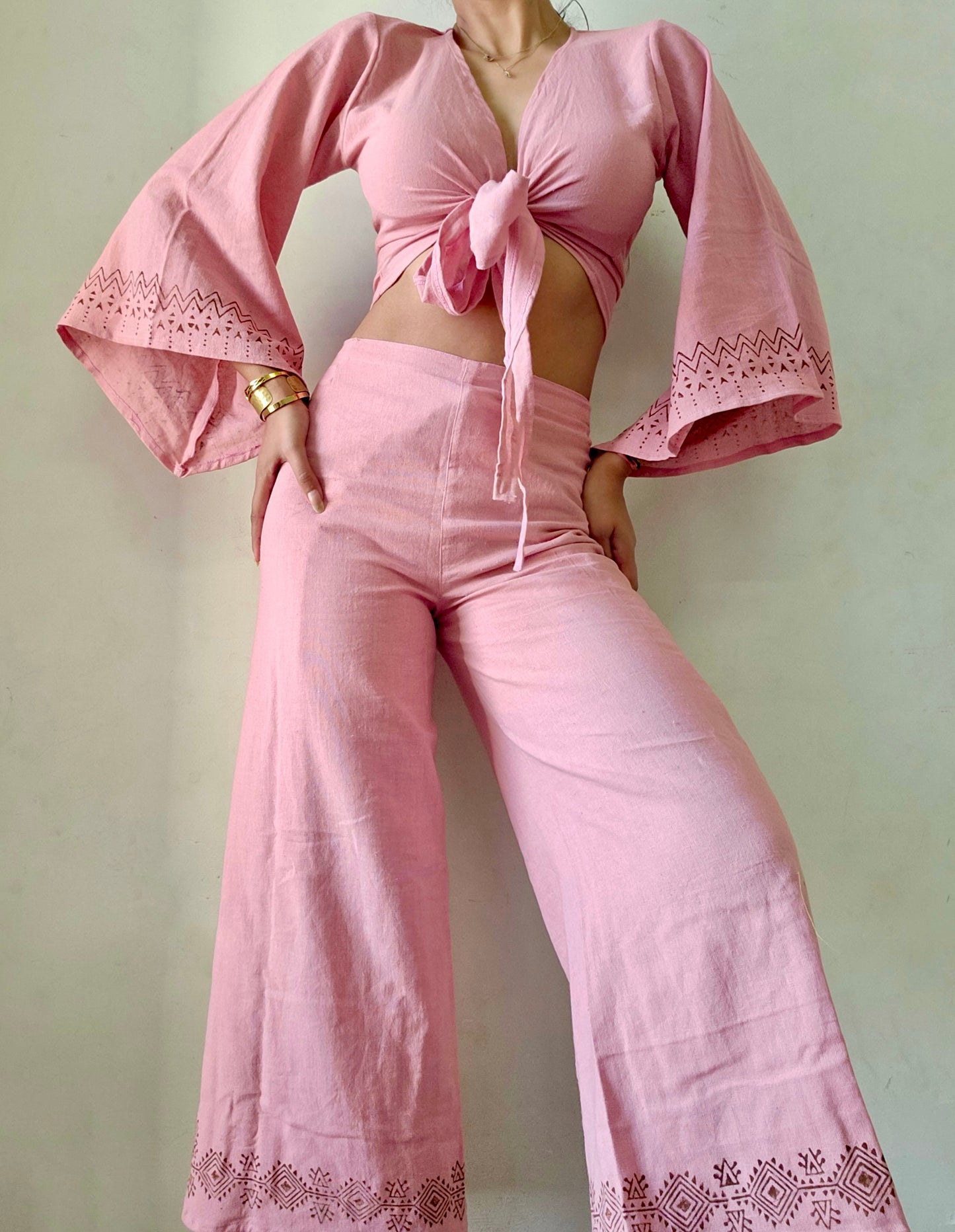 Dusty pink Organic cotton block printed co-ord set