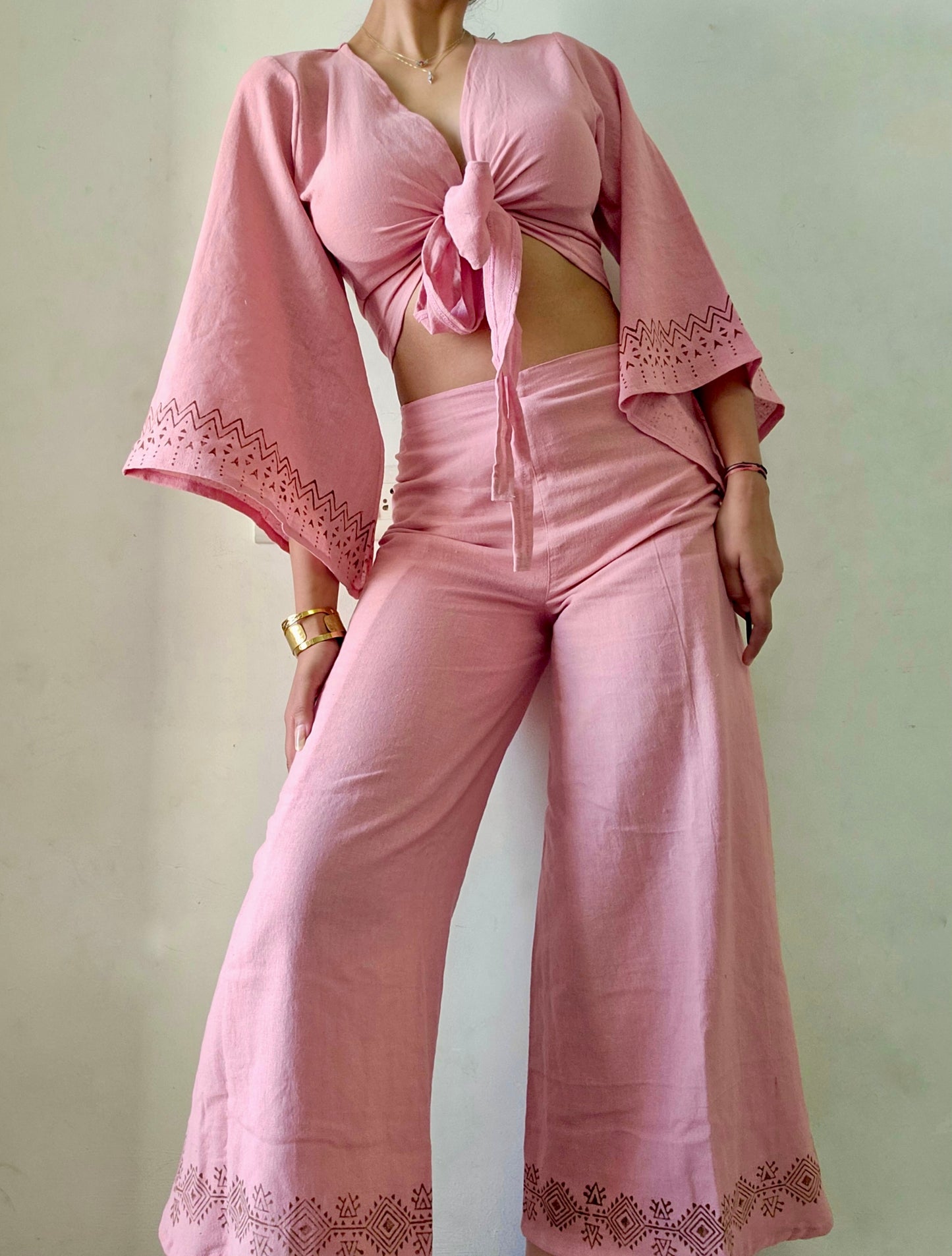 Dusty pink Organic cotton block printed co-ord set