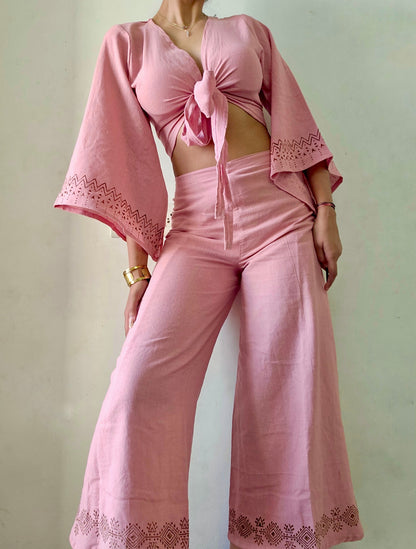Dusty pink Organic cotton block printed co-ord set