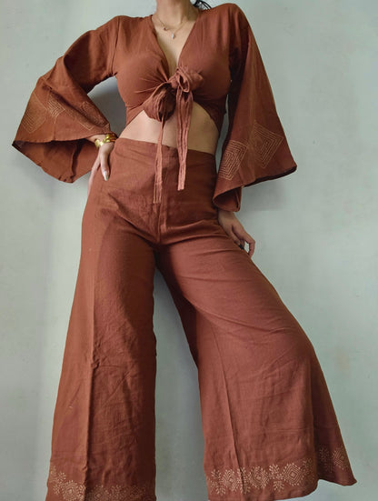 Terra Brown Organic cotton block printed co-ord set