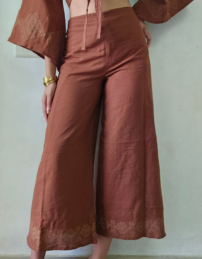 Terra brown khadi cotton trousers