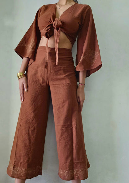 Terra Brown Organic cotton block printed co-ord set