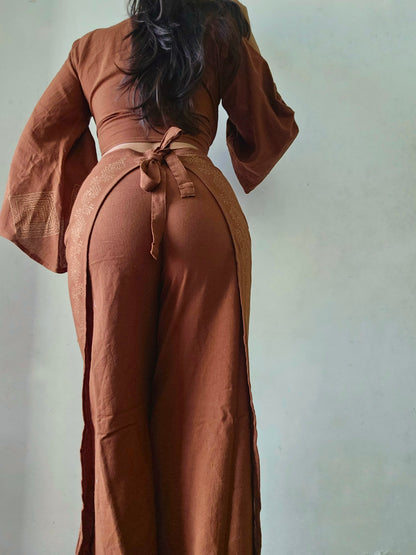 Terra Brown Organic cotton block printed co-ord set