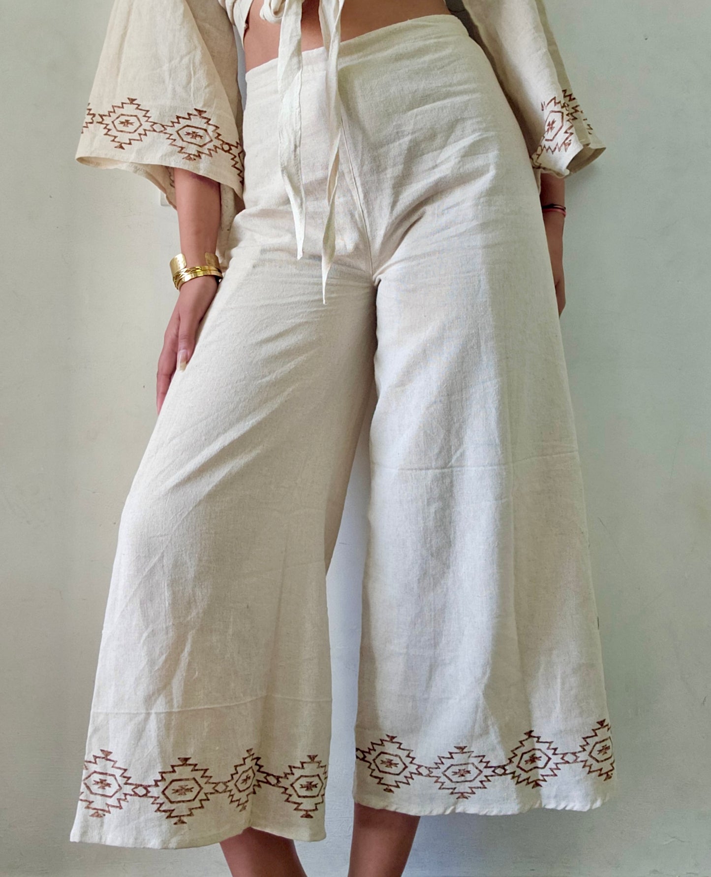 Beige khadi cotton trousers