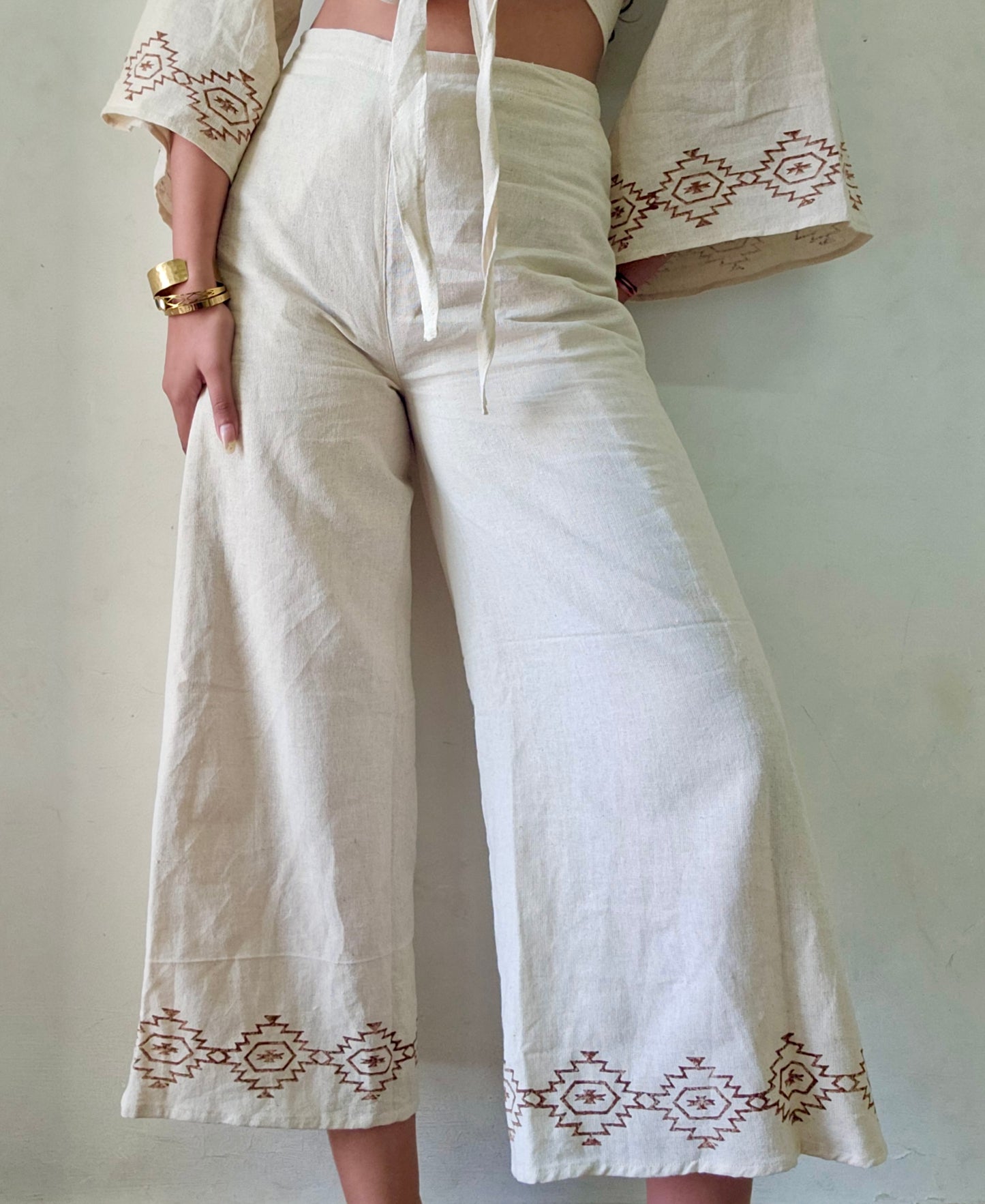 Beige khadi cotton trousers