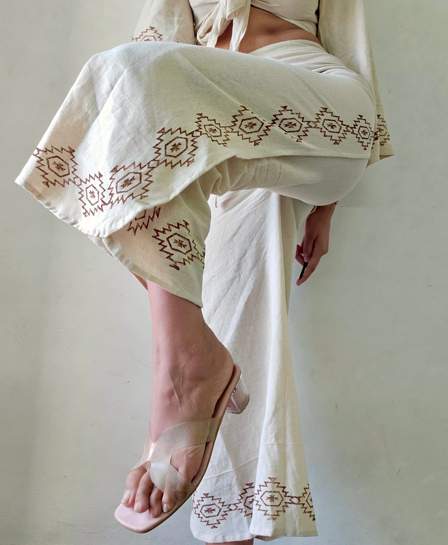Beige khadi cotton trousers