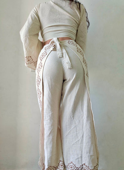 Beige Organic cotton block printed co-ord set