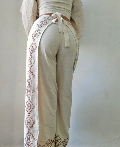 Beige khadi cotton trousers