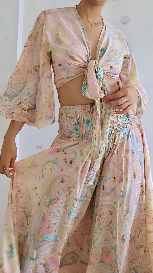 Wrap top and pants co-ord set