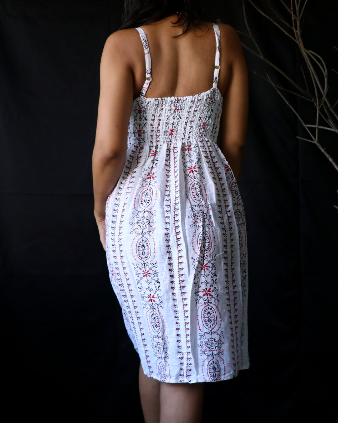 Printed button front cami pure cotton dress