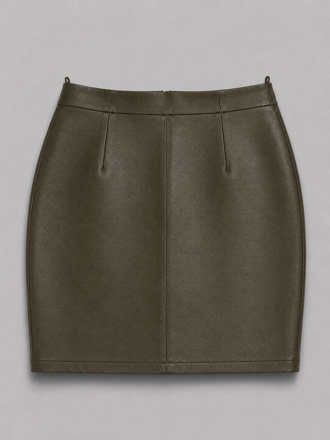 Olive green leather skirt