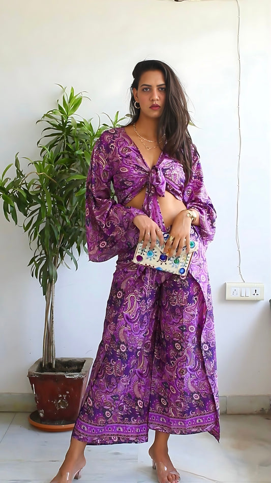 Wrap top and pants co-ord set