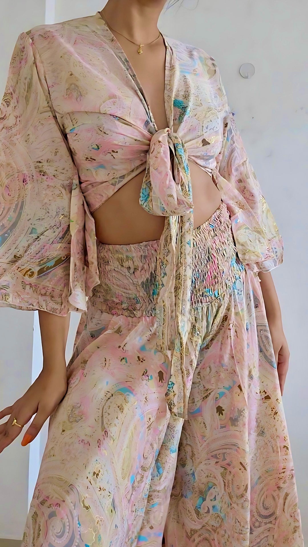 Wrap top and pants co-ord set