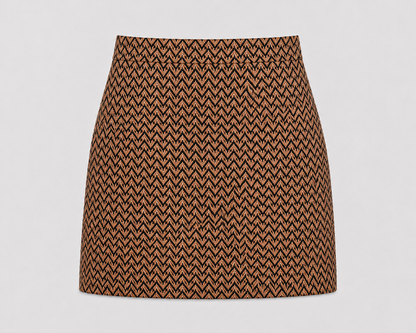 Ribbed mini brown skirt
