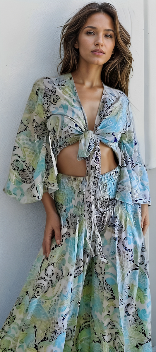 Wrap top and pants co-ord set