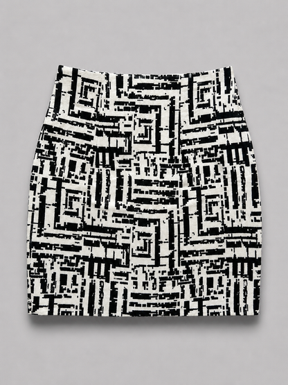 Abstract print skirt b/w