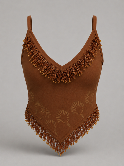 Masala brown jute cotton tank top
